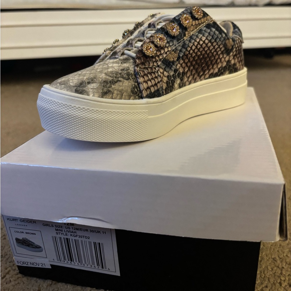 Kurt Geiger Snakeskin Sneakers - Brown and Cream